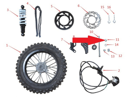 rear wheel axle fixing nut- 1200w & 2000w Electric Dirt Bike