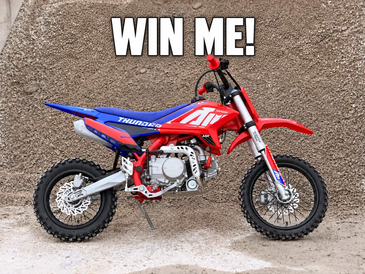 WIN ME! Red and blue RFN 110cc pit bike competition prize