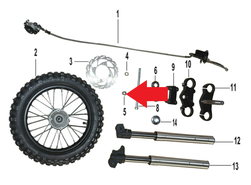 Right Front Wheel Spacer - 1200W Electric Dirt Bike