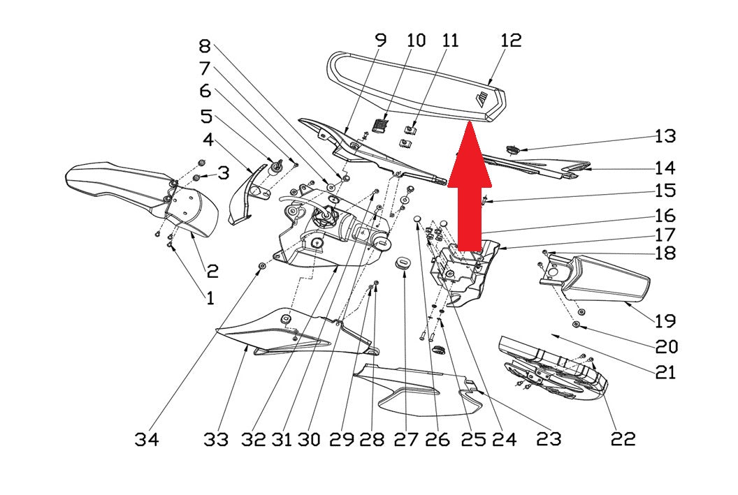 Seat (Red) - RFN 70cc / 110cc Thunder Dirt Bike