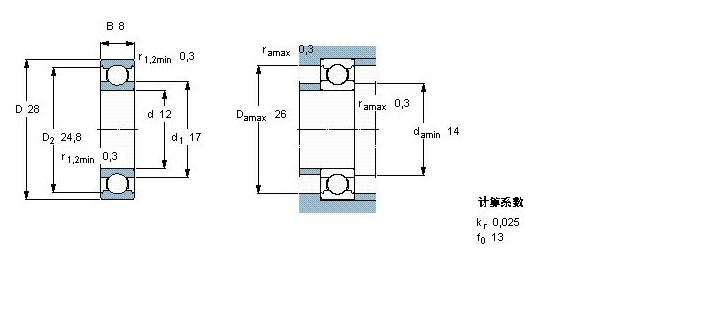 SKF 6001 Open Deep Groove Ball Bearing 12x28x8mm