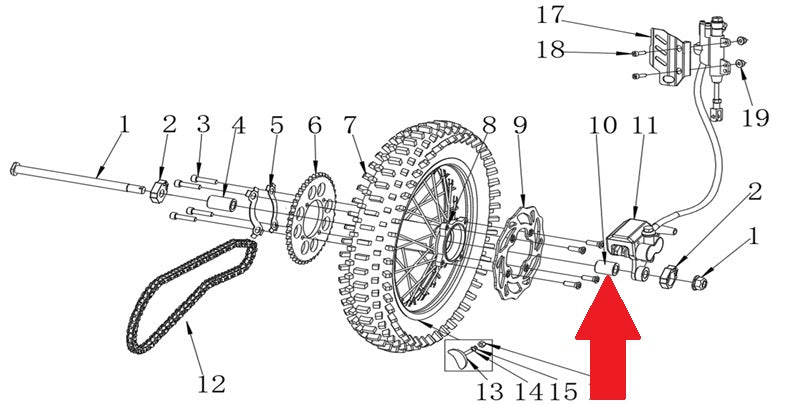 Spacer (15.5 x 22 x 22mm) - RFN Thunder Pro 110cc Dirt Bike