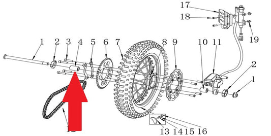 Spacer (15.5 x 22 x 36mm) - RFN Thunder Pro 110cc Dirt Bike