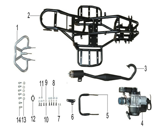 Exhaust Assembly - Renegade Ranger 50cc