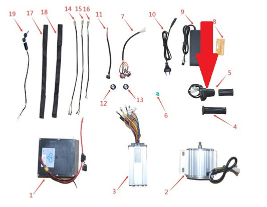 Twist Grip Throttle Assembly - 1200w Electric Dirt Bike