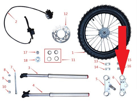 Upper Triple Clamp - 1200w & 2000w Electric Dirt Bike